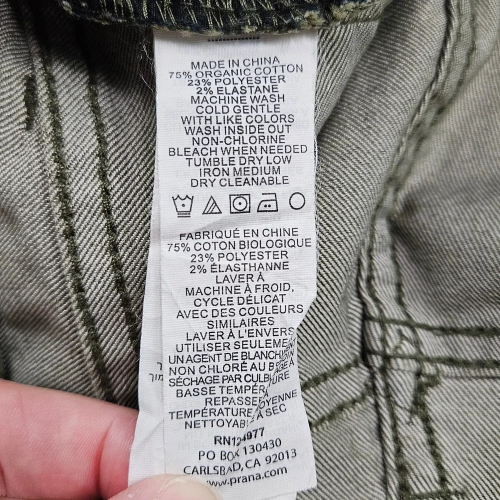 prAna Kara Jean Womens Sz 8 29 Olive Green Organic Cotton Stretch Slim Leg Pants